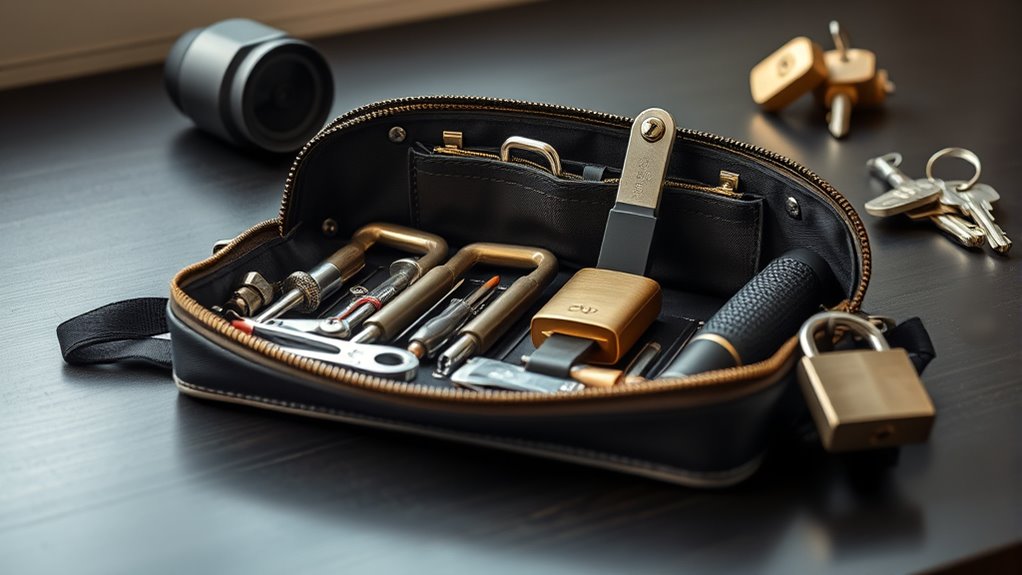 secure gear with lockable compartments