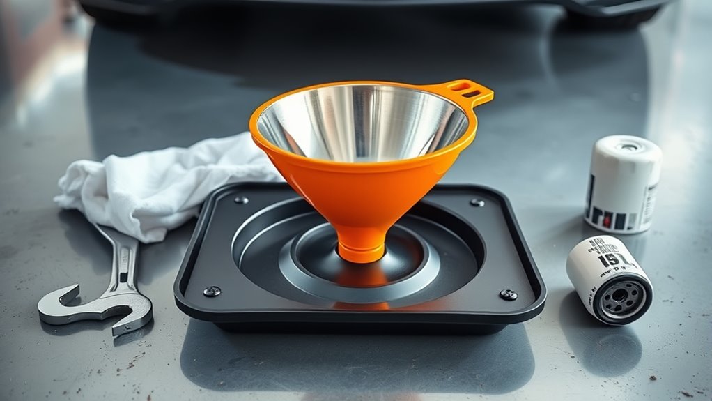 use funnel and drain pan