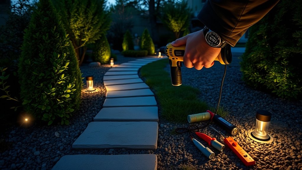 garden path light installation