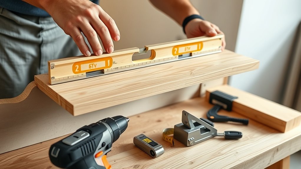 level shelves with tools