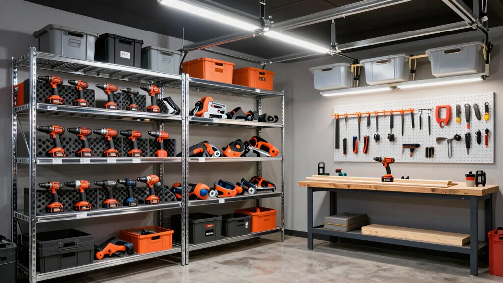 organized garage power tools