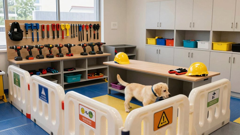 wear safety gear and secure hazards