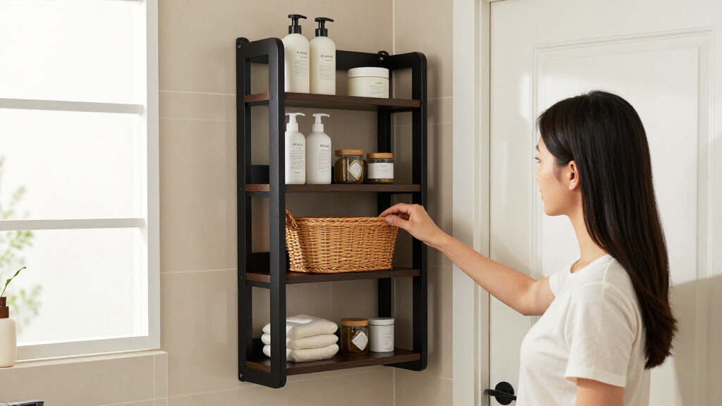 She Put A 5-Tier Shelf Behind Her Bathroom Door
