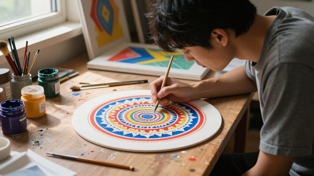 At A ‘Molecular Level,’ Mu Pan Composes Meticulous Mandalas In Acrylic