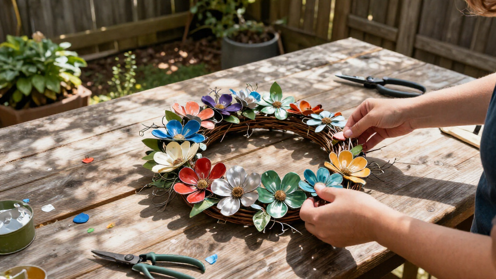 DIYer Transforms Old Tin Cans Into The Cutest Wreath