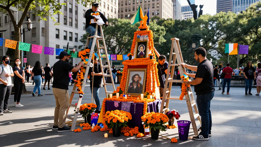 Giant Ofrenda Arrives In Manhattan Ahead Of Día De Muertos